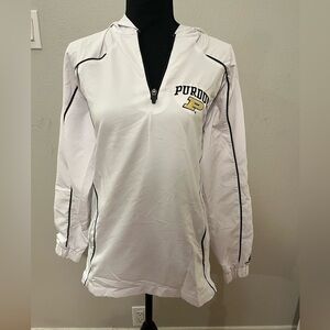 Purdue Boilermakers White & Black Quarter Zip Performance Hooded Pullover